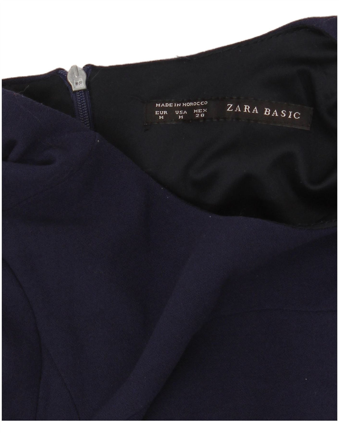 Zara Robe basique à manches 3/4 pour femme UK 12 Bleu marine moyen