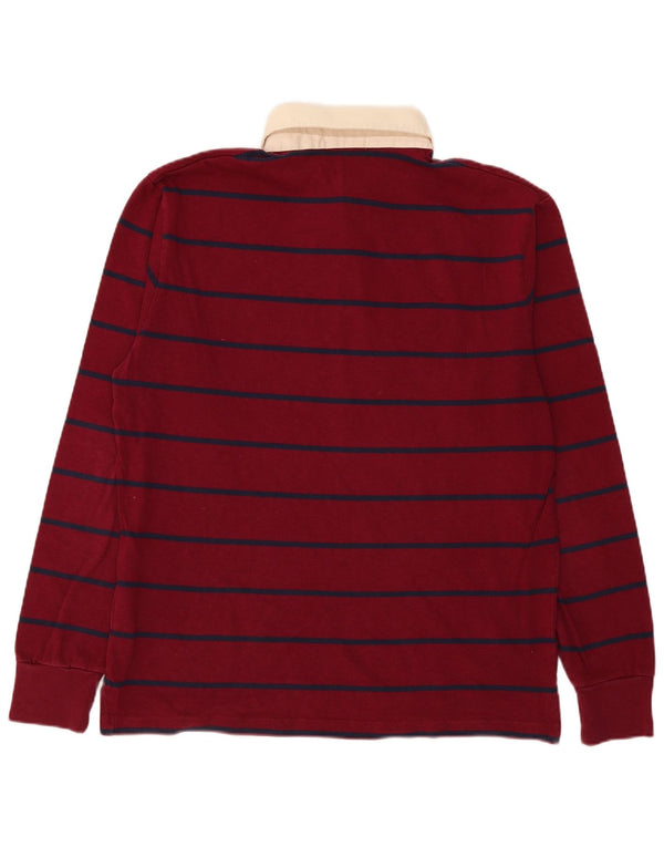 Gant Polo de rugby à manches longues pour homme 2XL en coton rayé bordeaux
