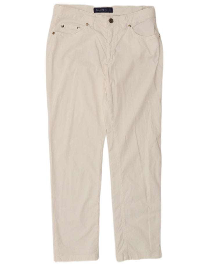 Trussardi Pantalon Droit Casual IT 44 Medium W28 L28 Coton Blanc