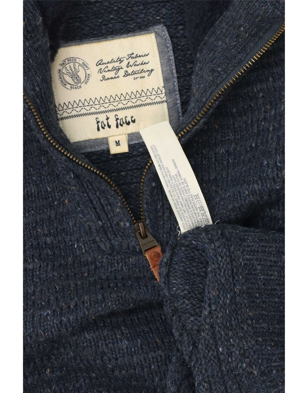 Fat Face Pull Col Zippé Homme Bleu Moyen Acrylique