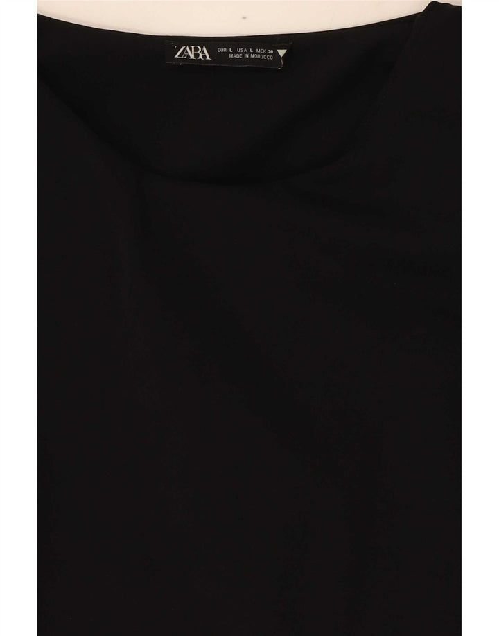Zara Body sans manches pour femme UK 44 Large Noir Polyamide