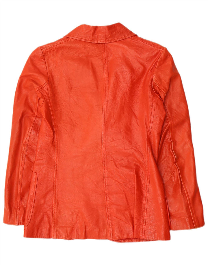 VINTAGE Veste blazer en cuir à 2 boutons pour femme IT 42 Orange moyen