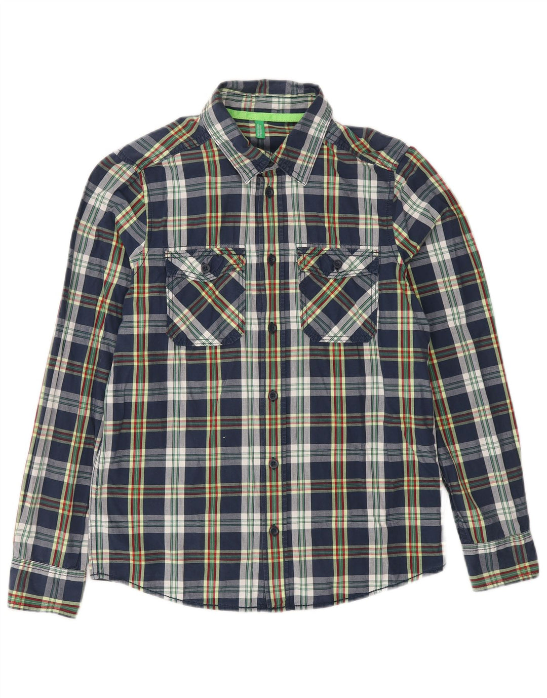 BENETTON Chemise Garçon 9-10 ans Carreaux Bleu Marine