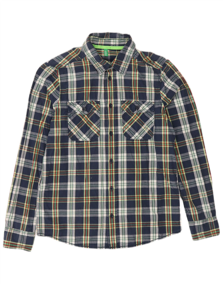 BENETTON Chemise Garçon 9-10 ans Carreaux Bleu Marine