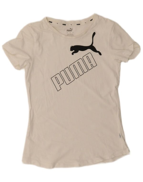 Puma T-shirt graphique pour femme UK 10 Small Blanc
