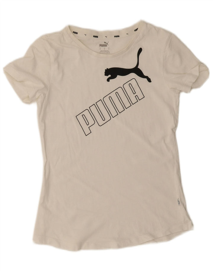 Puma T-shirt graphique pour femme UK 10 Small Blanc