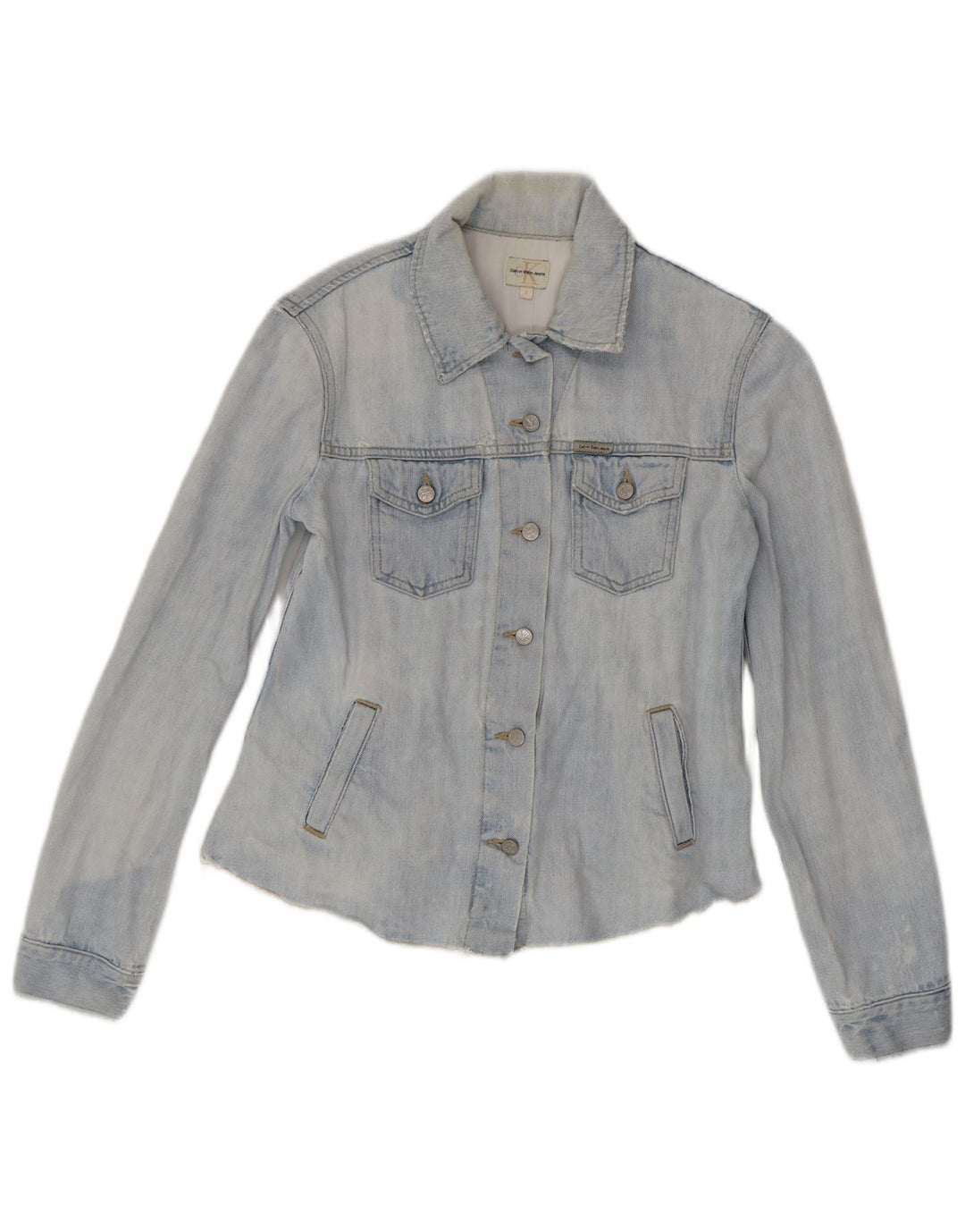 Calvin Klein Jeans Veste en jean pour femme UK 10 Petit coton bleu