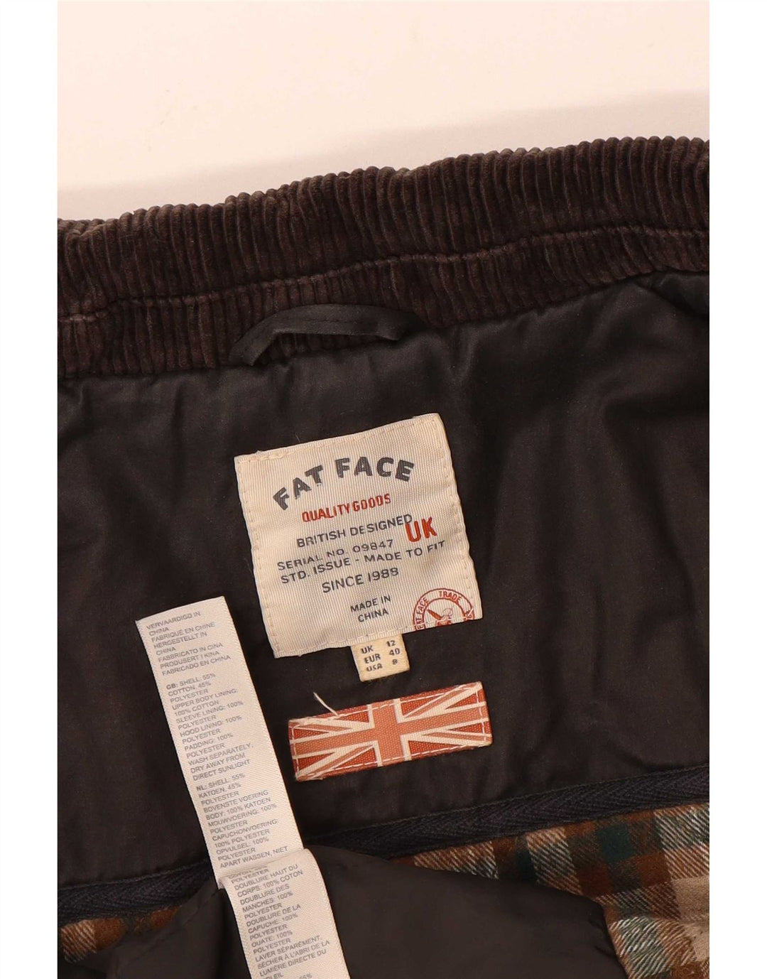 Fat Face Manteau en coton ciré pour femme UK 12 Noir moyen