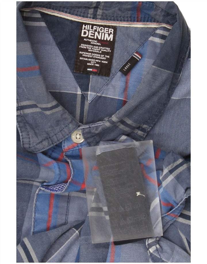 Tommy Hilfiger Chemise Homme Grand Carreau Bleu Coton