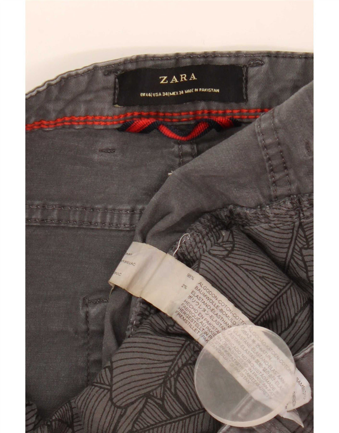 Zara Jean Slim Homme EU 44 Large W34 L29 Gris Coton