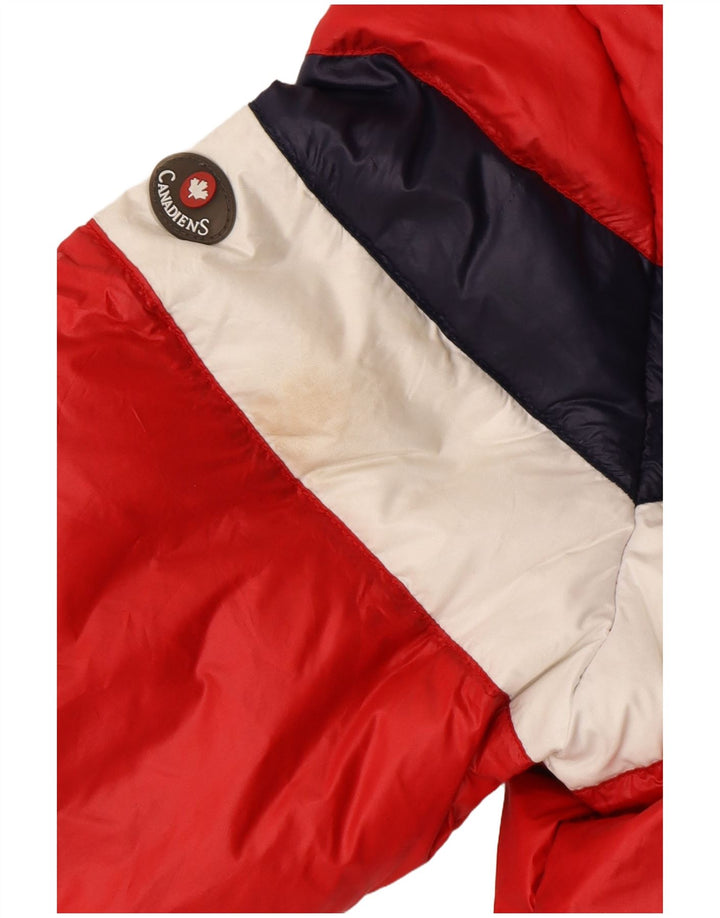 CANADIENS Veste matelassée à capuche pour femme UK 14 Rouge moyen Colourblock