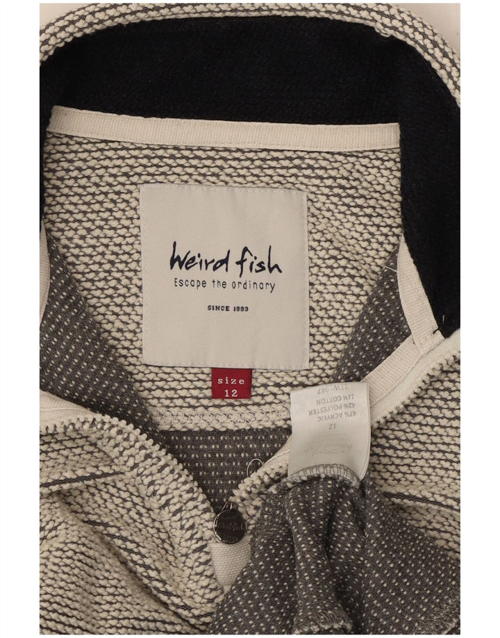 WEIRD FISH Sweat-shirt à col zippé pour femme UK 12 Gris moyen Acrylique