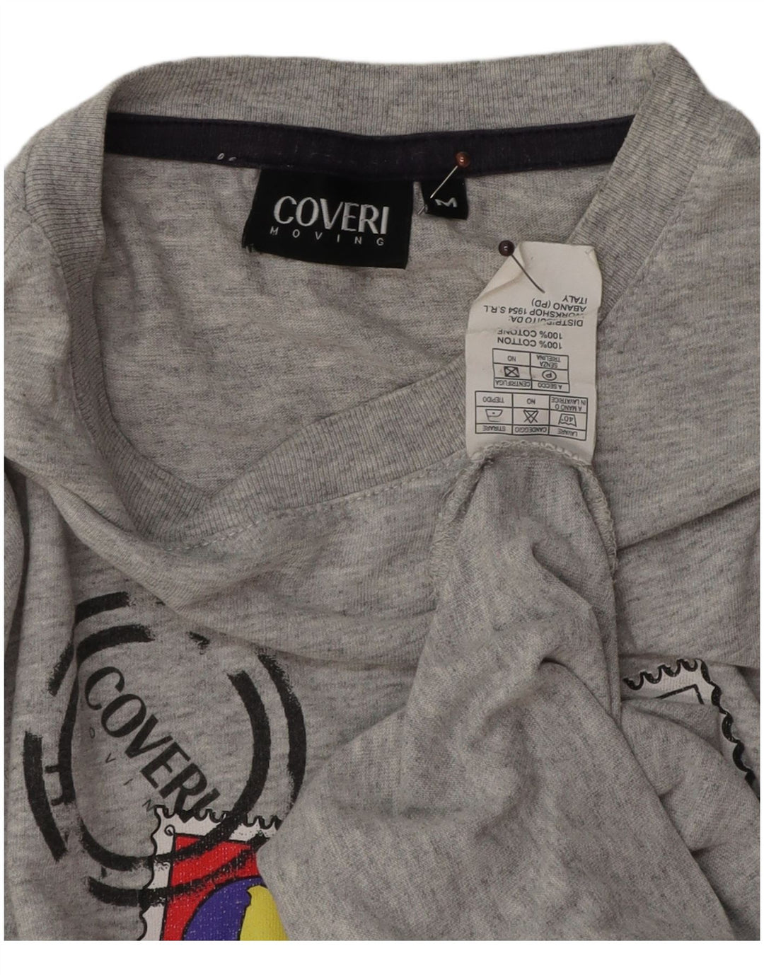 Coveri T-Shirt Graphique Homme Gris Moyen Moucheté Coton