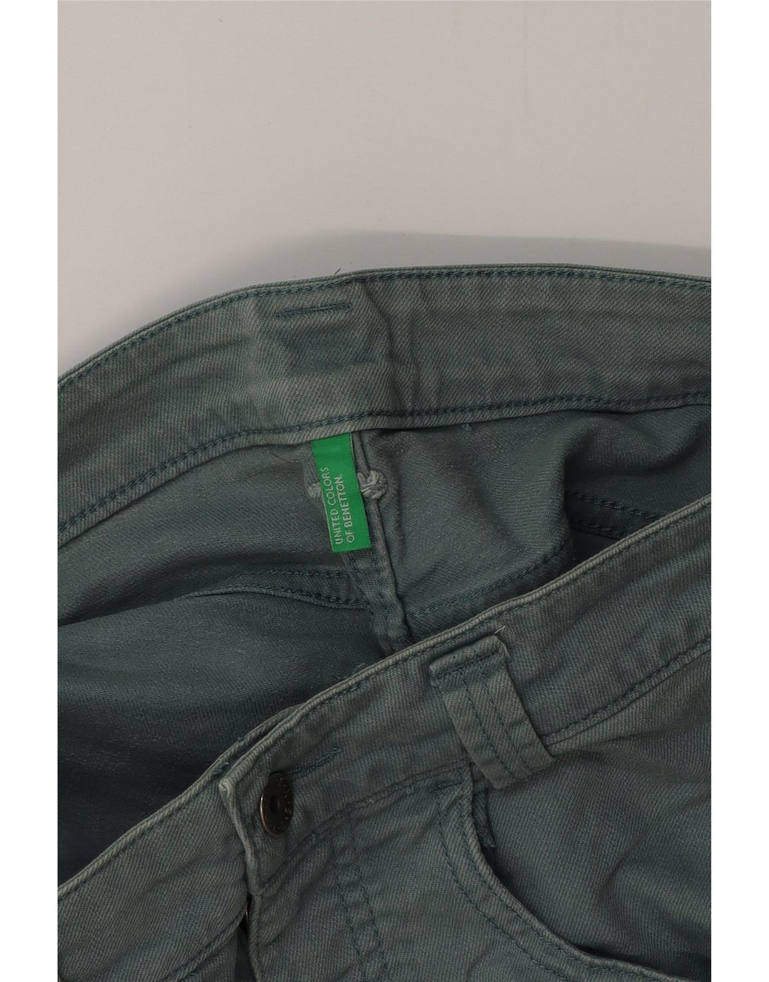 BENETTON Short en Jean Femme W32 Large Vert