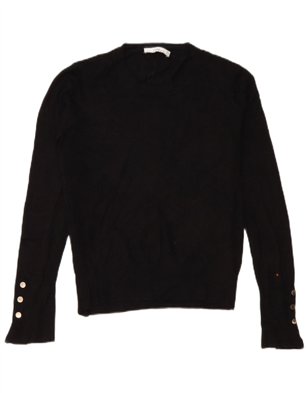 Zara Pull à col rond pour femme UK 14 Noir moyen