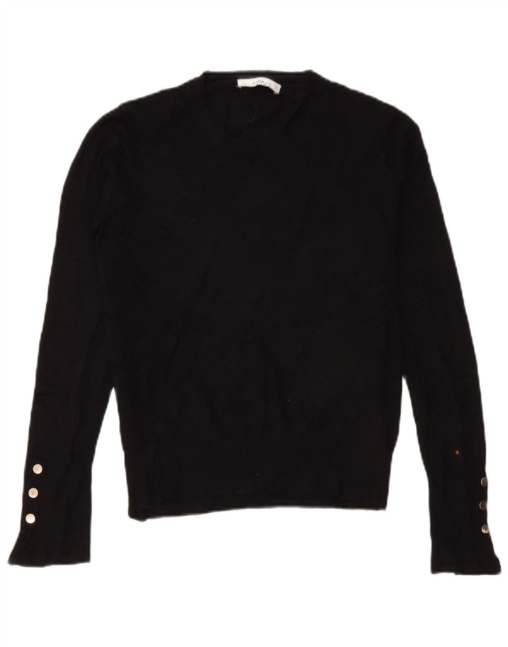 Zara Pull à col rond pour femme UK 14 Noir moyen
