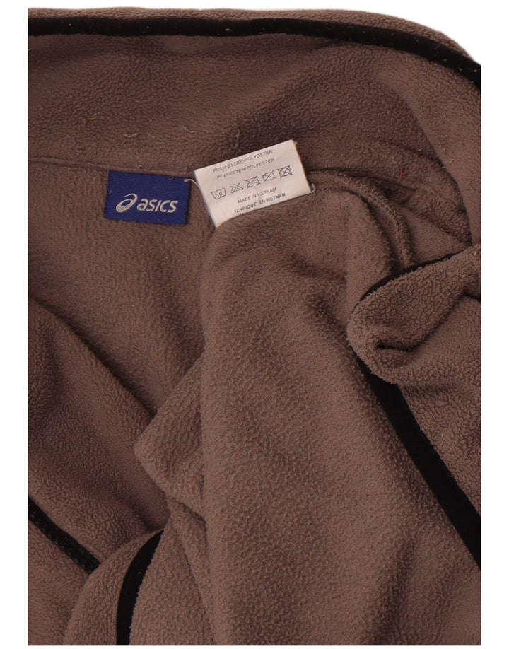 Asics Pull polaire à col zippé pour homme Large Marron Polyester