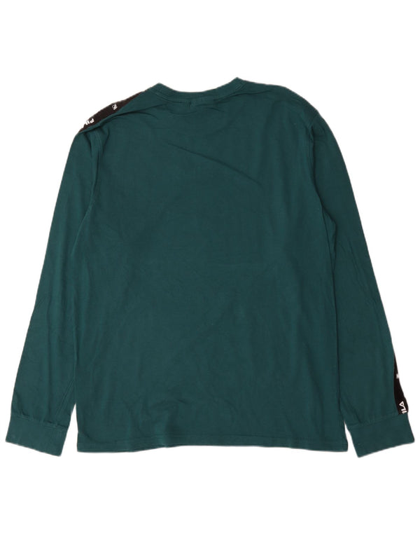 Fila Haut graphique à manches longues pour hommes en coton color block vert grand
