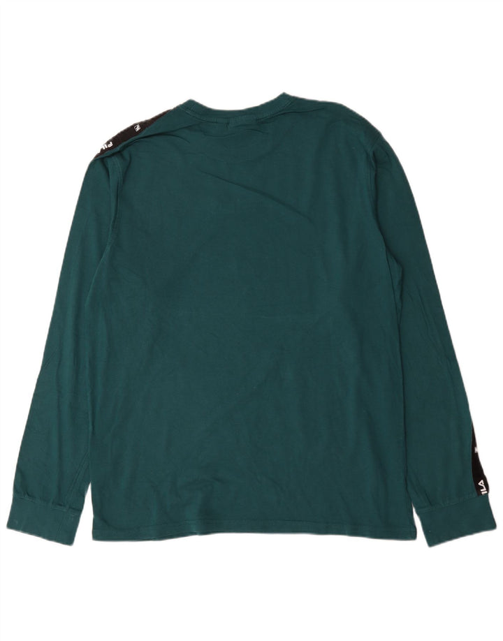 Fila Haut graphique à manches longues pour hommes en coton color block vert grand