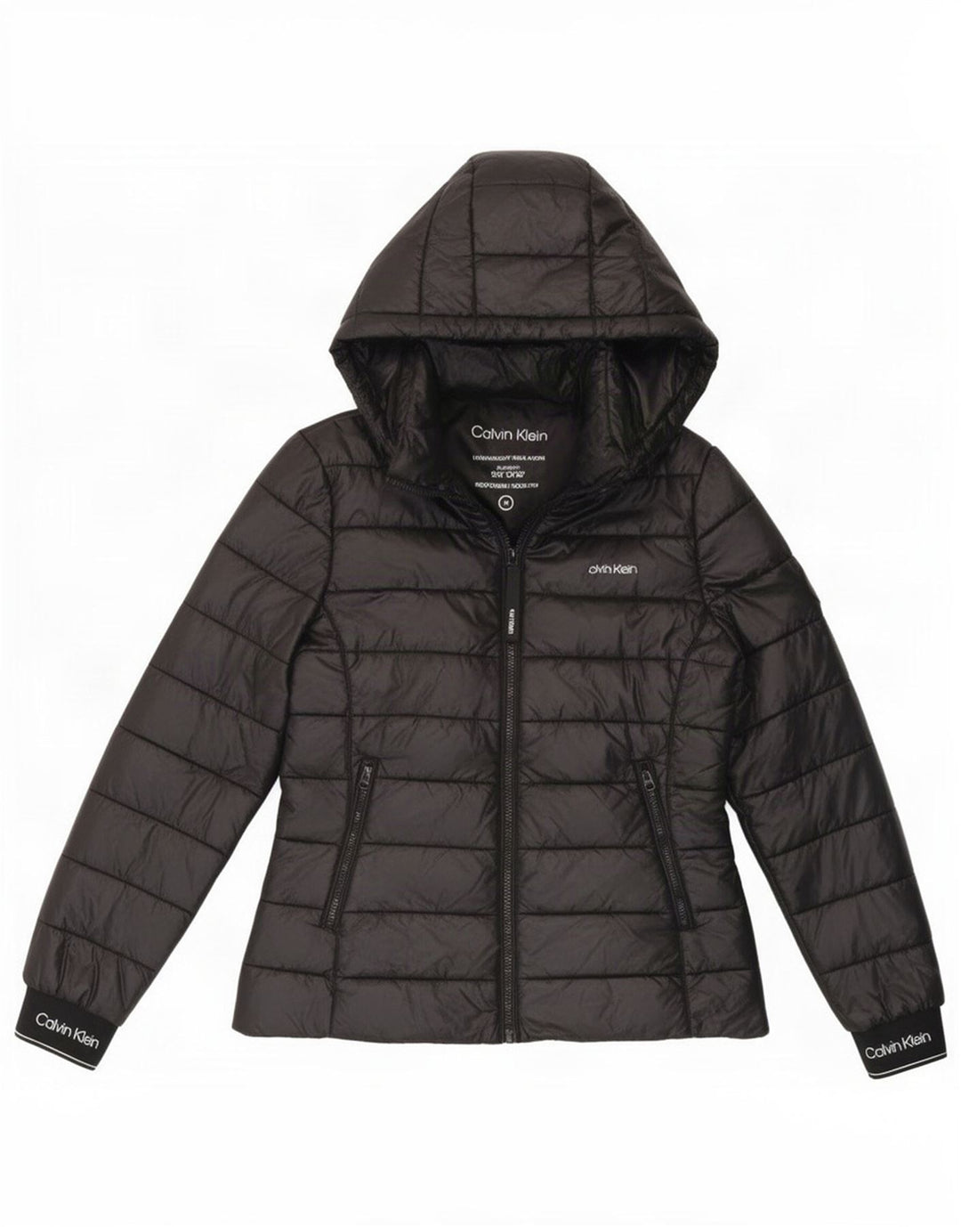 Calvin Klein Veste rembourrée à capuche pour femme UK 14 Medium Noir Polyamide