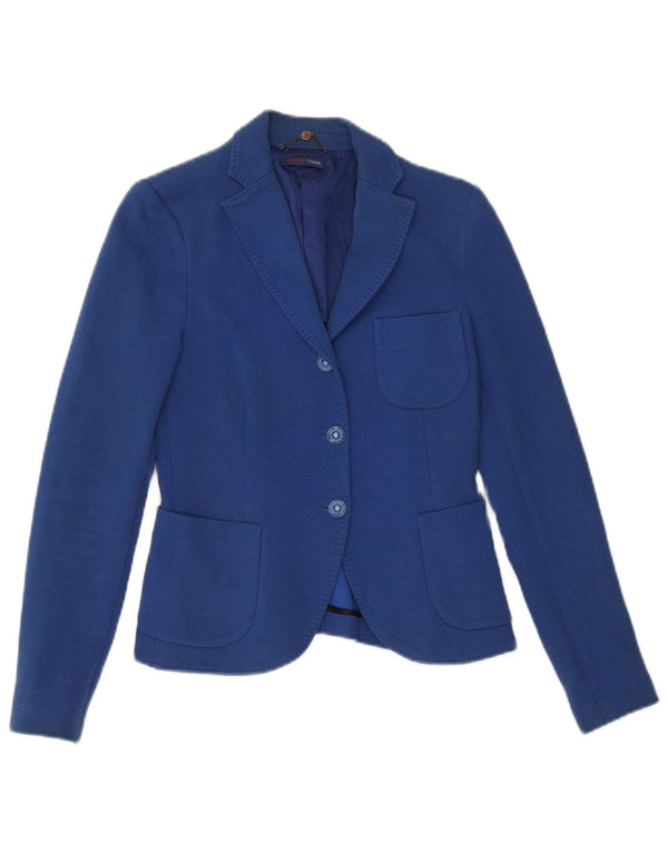 Trussardi Womens 3 Button Blazer Jacket IT 40 Small Blue Cotton