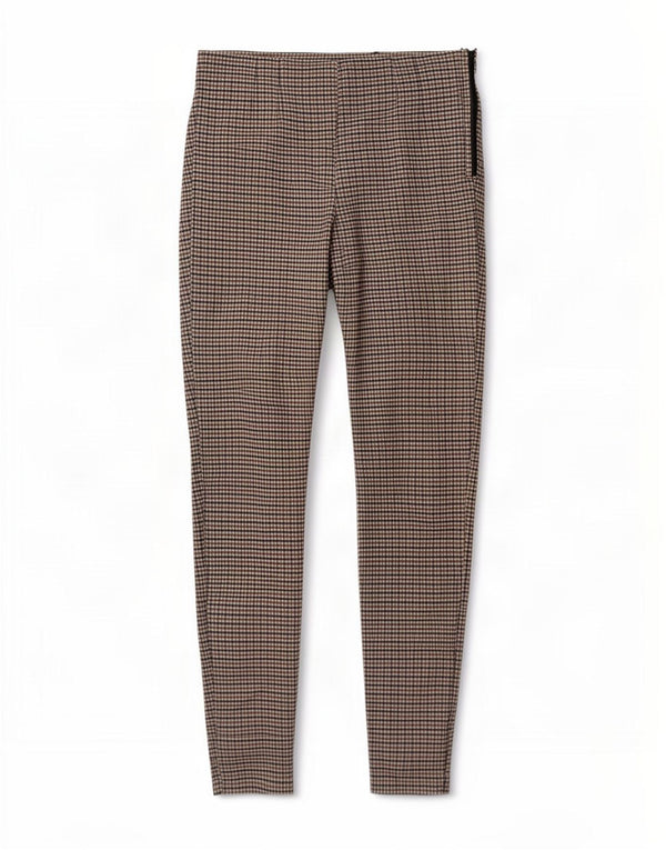 Zara Leggings Femme UK 12 Vichy Marron Moyen