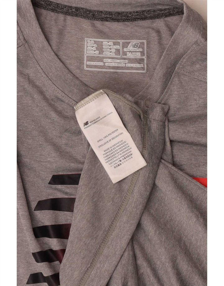 New Balance T-Shirt Graphique Homme Top XL Gris Polyester