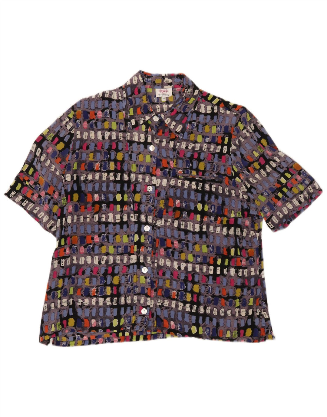 cherie Chemisier à manches courtes pour femme IT 46 Large Multicolore Géométrique