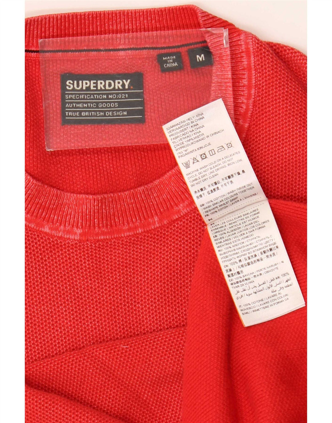 Superdry Pull Ras Du Cou Pull Homme Rouge Moyen Coton