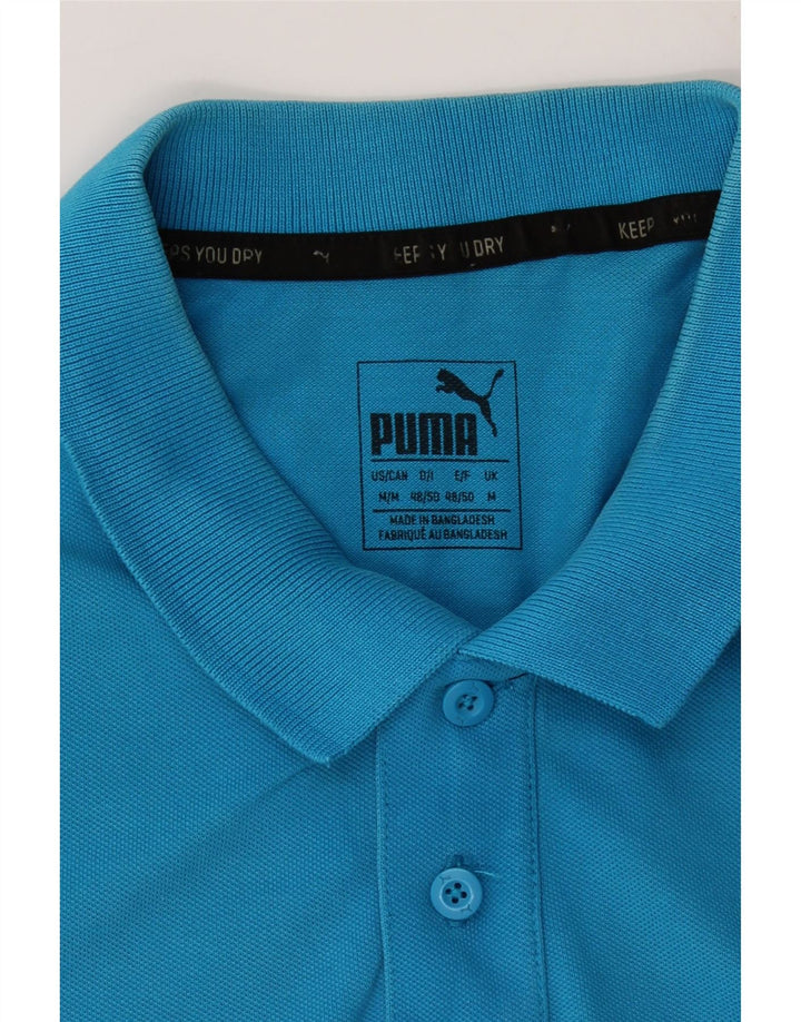 PUMA Mens Polo Shirt Medium Blue Cotton Vintage Puma and Second-Hand Puma from Messina Hembry 