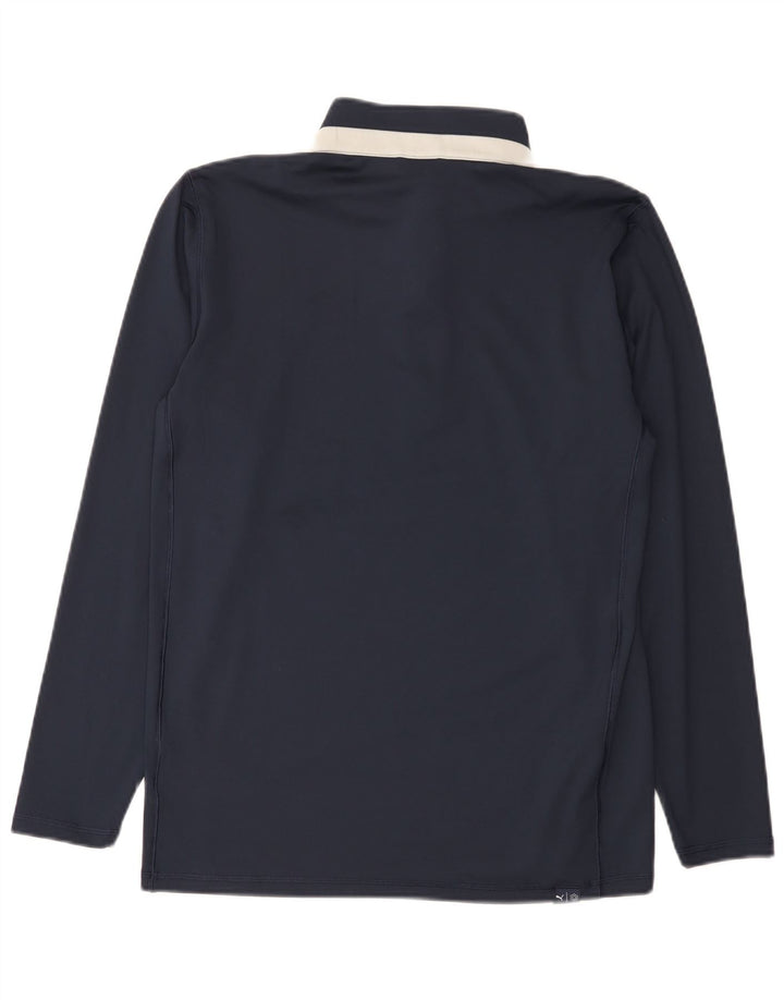Puma Haut à col zippé à manches longues pour homme Bleu marine moyen Polyester