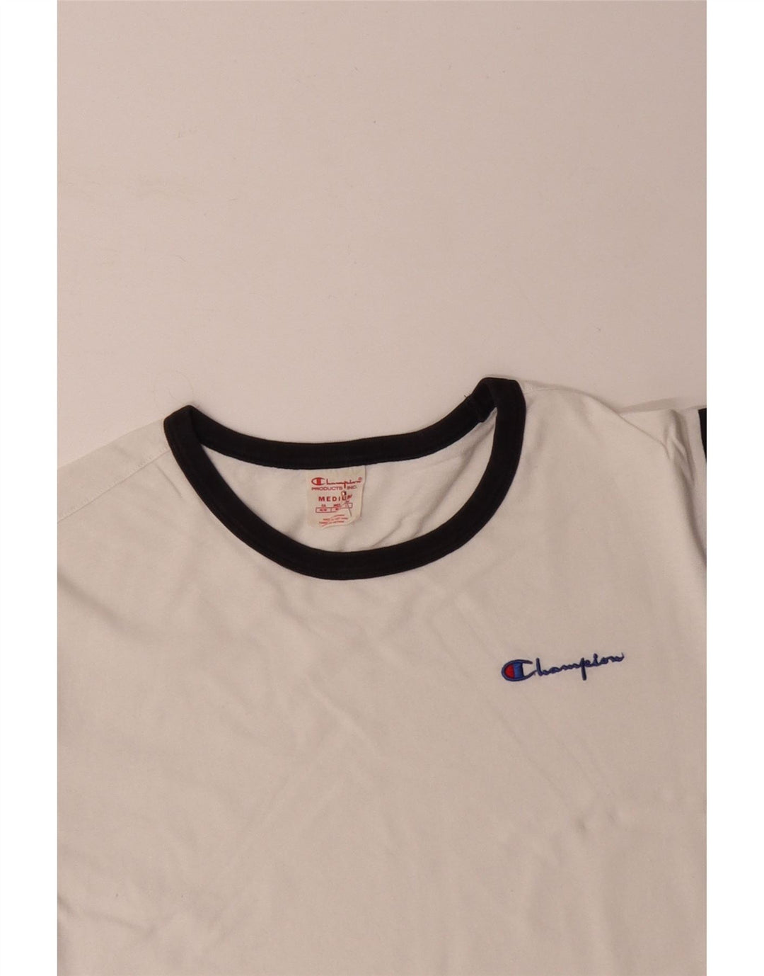 CHAMPION T-Shirt Homme Blanc Moyen Coton Colorblock