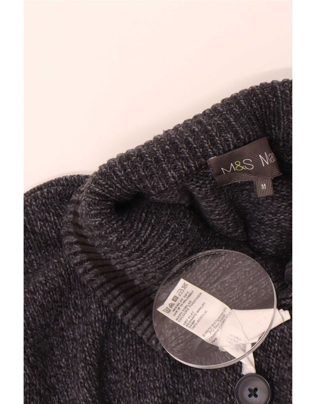 Marks & Spencer Pull à col boutonné pour homme Bleu marine moucheté