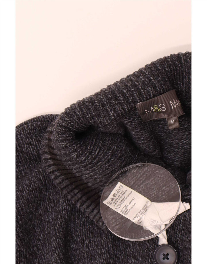 Marks & Spencer Pull à col boutonné pour homme Bleu marine moucheté