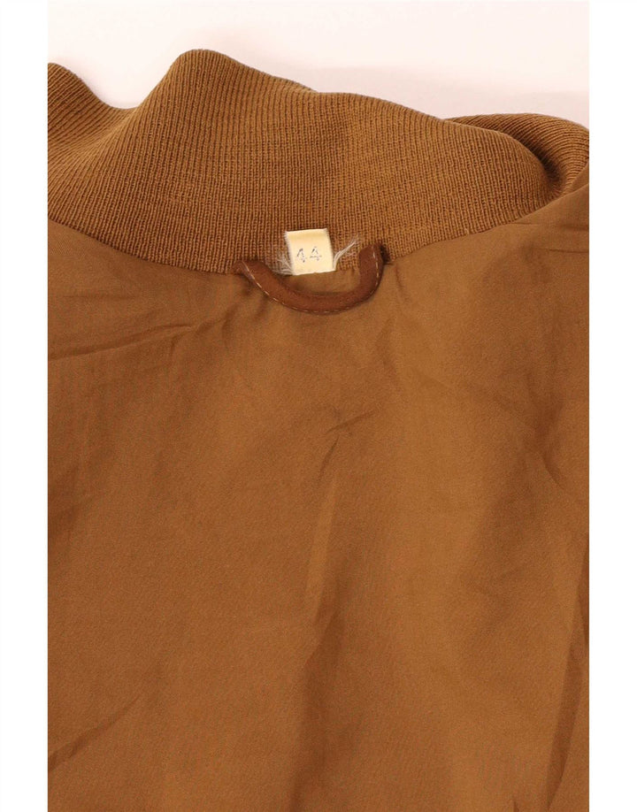 vintage Femme Veste Bomber En Daim Surdimensionnée IT 44 Beige Moyen
