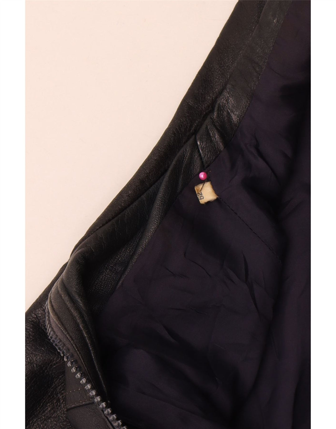 veste en cuir femme vintage IT 52 2XL Bleu Marine