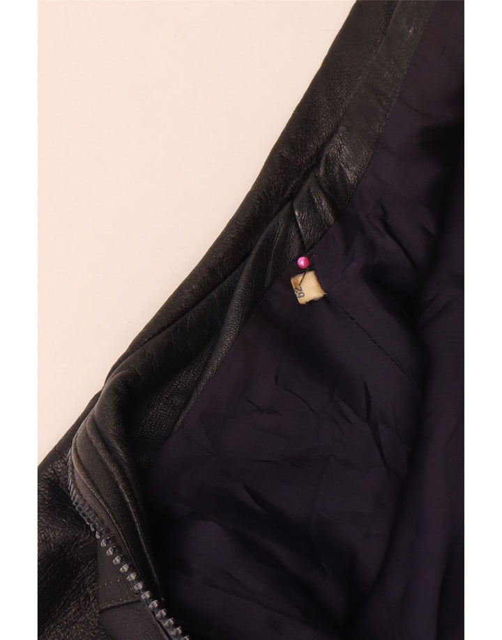 veste en cuir femme vintage IT 52 2XL Bleu Marine