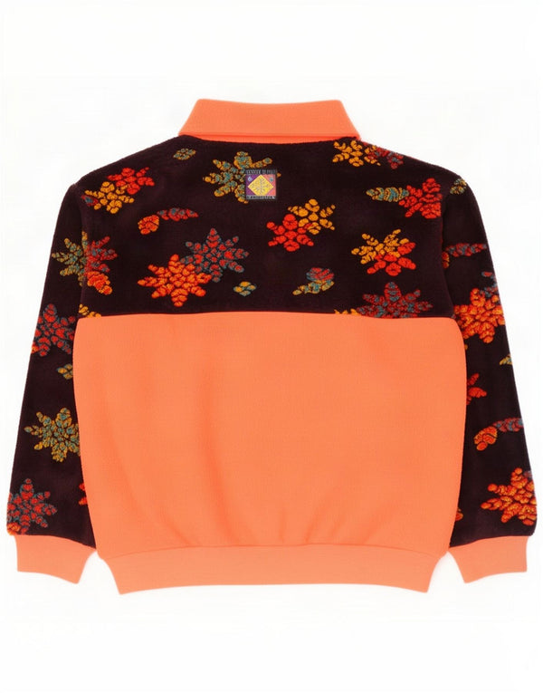 Santos Tefano Pull polaire à col zippé pour femme Large Orange Floral