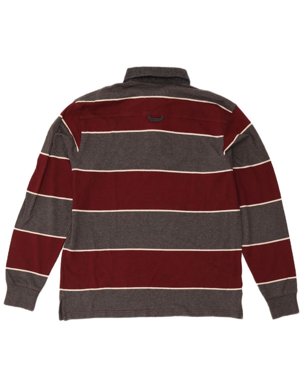 Gant Polo de rugby à manches longues pour homme XL en coton rayé bordeaux