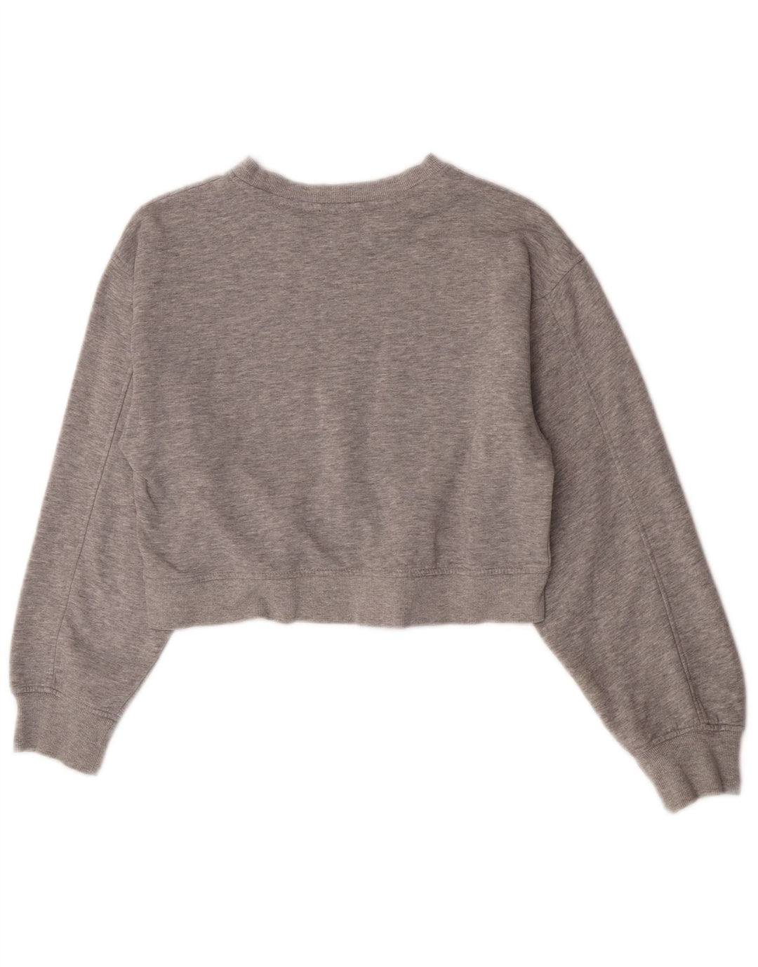 Zara Womens Crop Sweatshirt Jumper UK 12 Gris Moyen