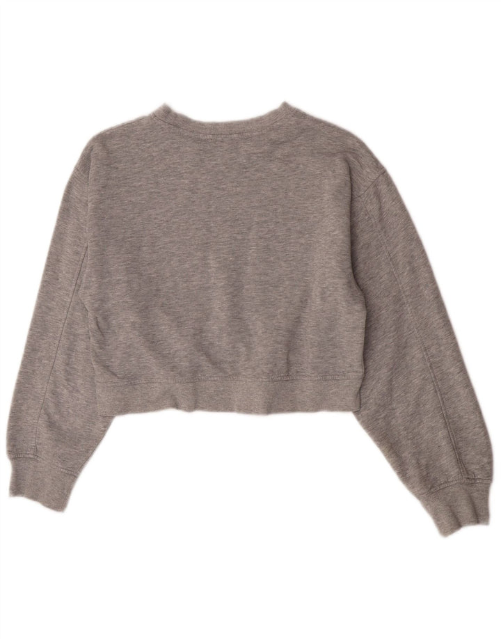 Zara Womens Crop Sweatshirt Jumper UK 12 Gris Moyen