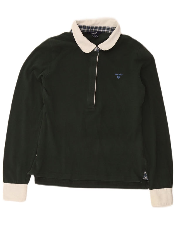 Gant Polo de rugby à manches longues pour femme UK 8 Small Vert Colourblock