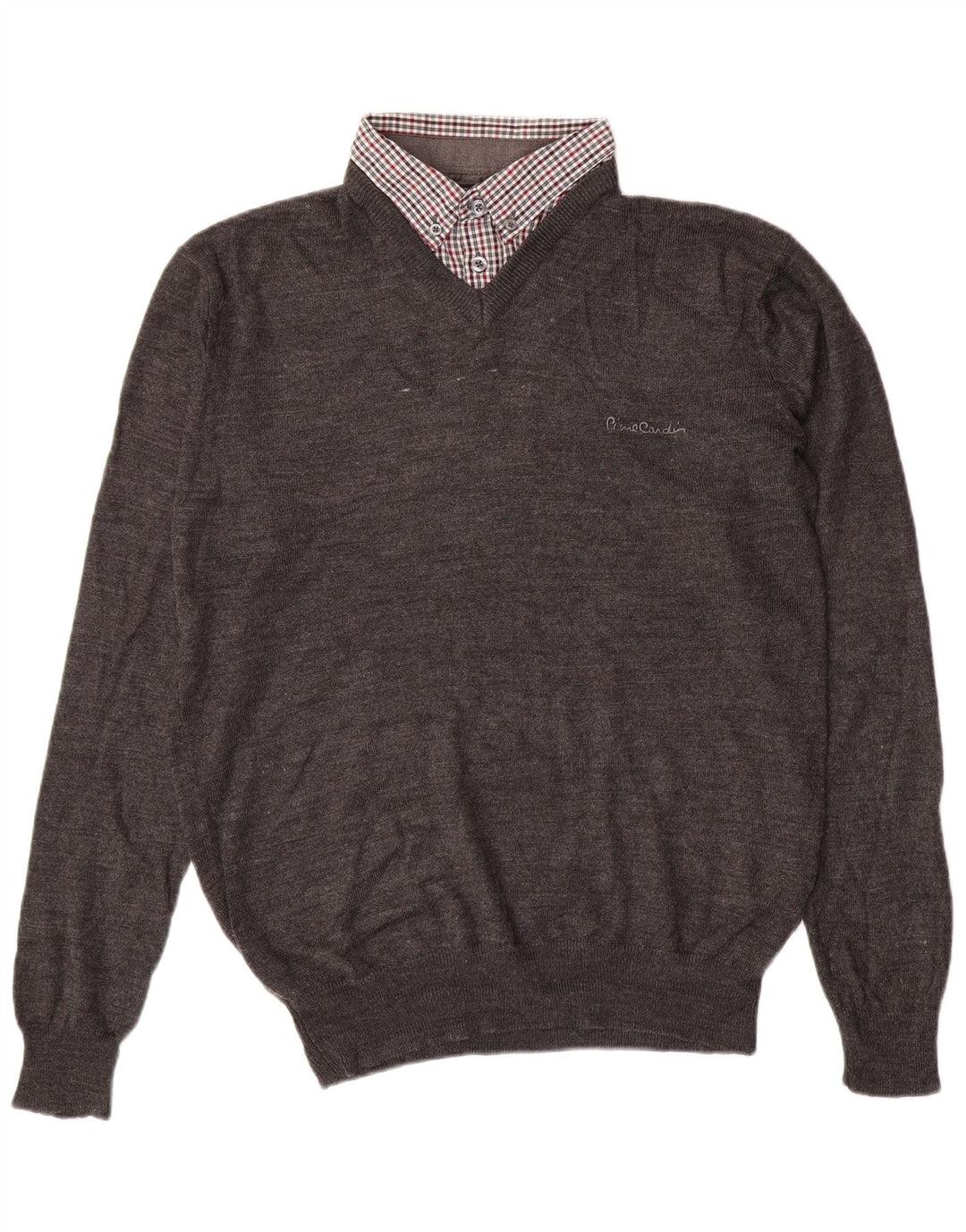 PIERRE CARDIN Pull Col V Homme Gris Moyen Acrylique Classique