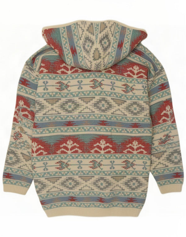 Vintage Cardigan à capuche pour femme UK 18 XL Multicolore Géométrique