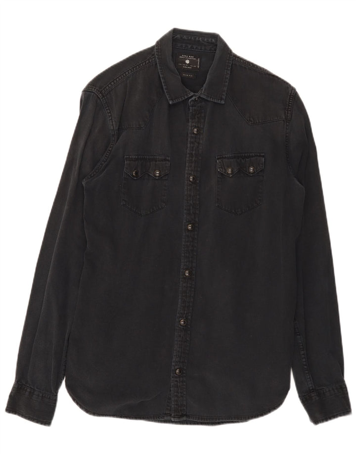 Chemise En Jean Slim Fit Noir Moyen | Zara Homme