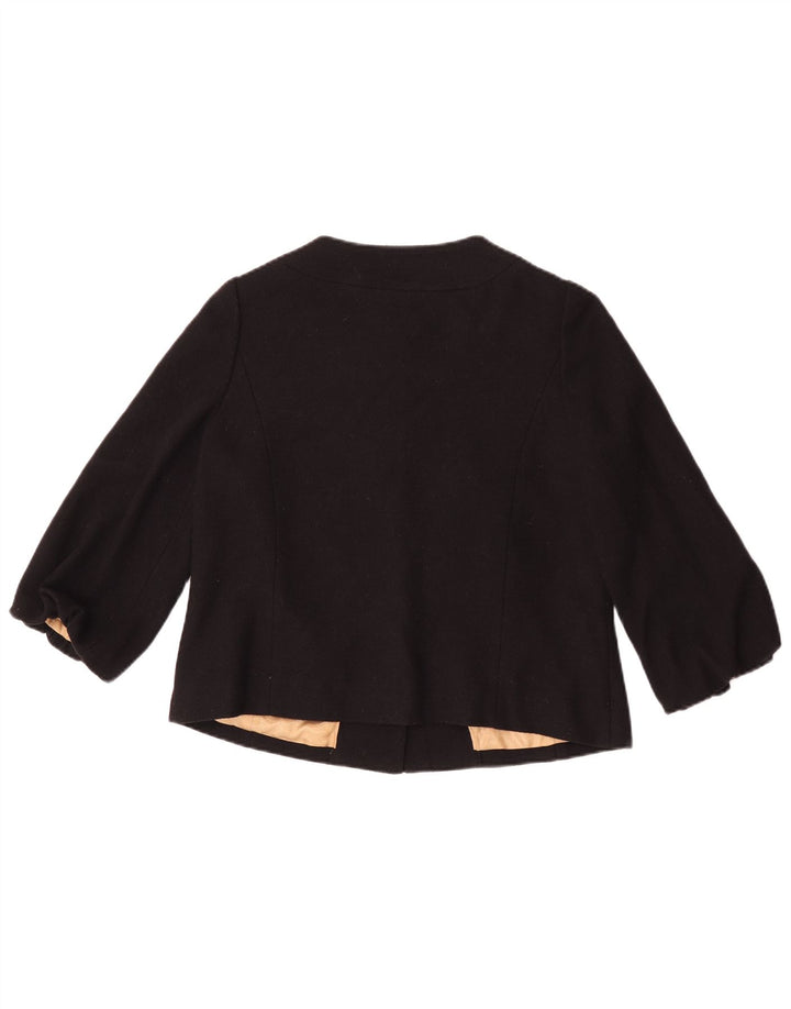 Monsoon Veste Boléro à Manches 3/4 pour Femme UK 10 Petite Laine Noire