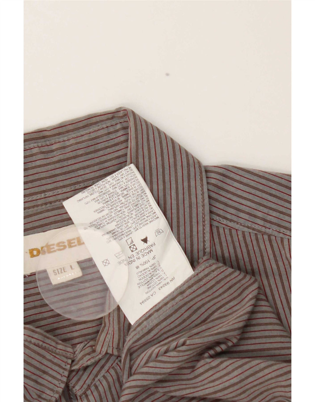 Diesel Chemise Homme Large Gris Rayé Coton