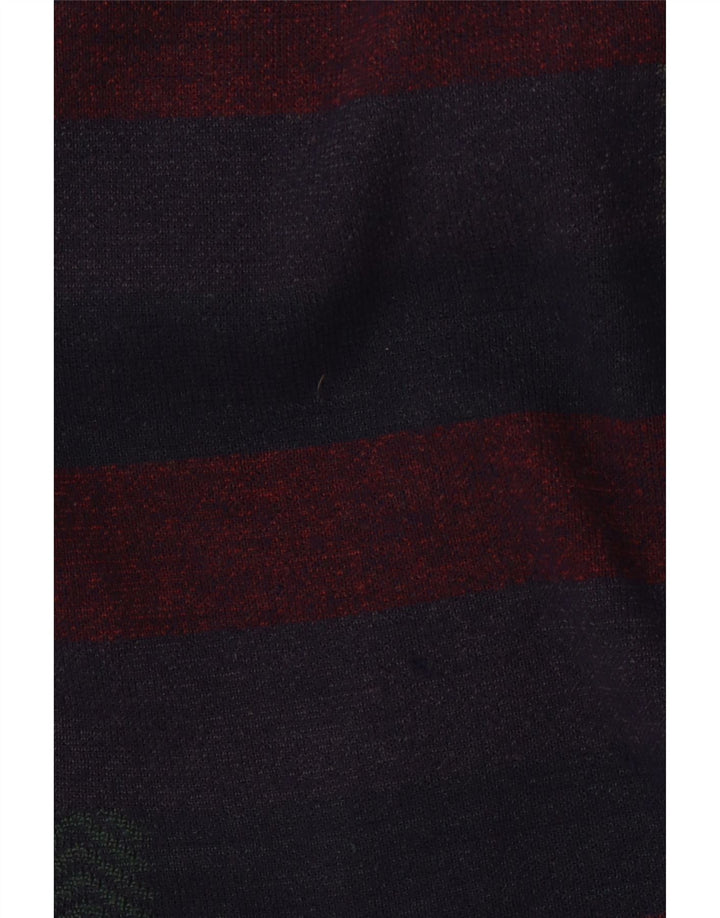 PIERRE SANGAN Homme Cardigan Pull XL Bleu Marine Rayé Laine