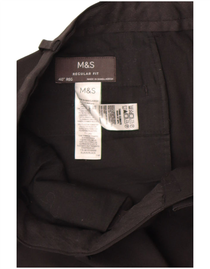 Marks & Spencer Pantalon chino droit coupe droite pour homme W40 L31 Noir
