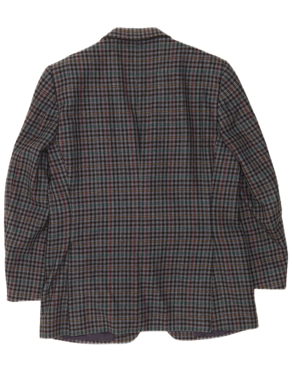 Ermenegildo Zegna Veste blazer à 2 boutons pour homme UK 38 Bleu moyen pied-de-poule